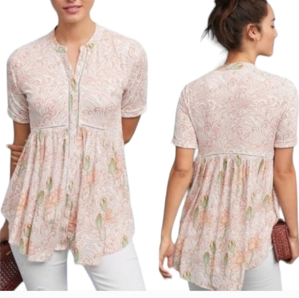 ANTHROPOLOGIE AKEMI +KIN veria peplum floral tunic